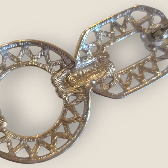 Vintage Signed Monet Silver Tone Bar Art Deco Pin Brooch Estate - Picture 4 of 8